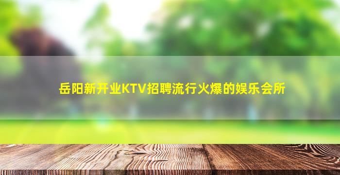 岳阳新开业KTV招聘流行火爆的娱乐会所